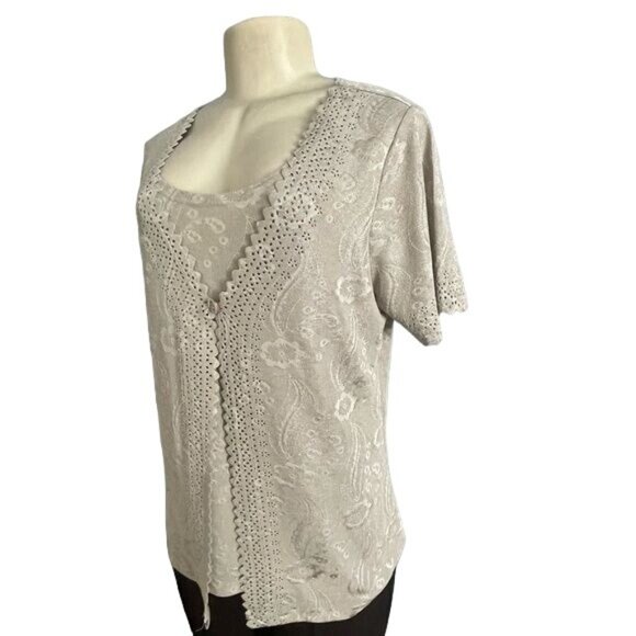 Beige brocade blouse by Pink Collection size PL. - Picture 3 of 8